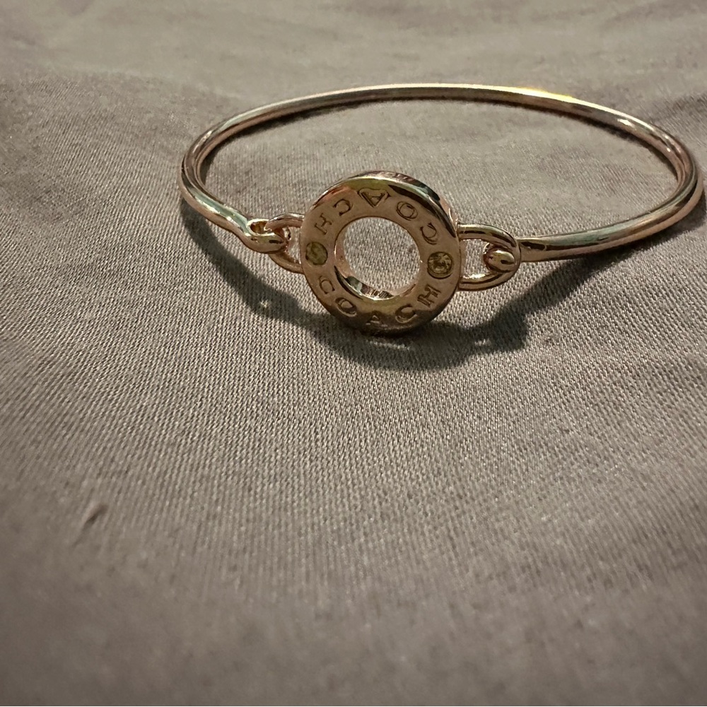 Coach Gold Bangle Bracelet with Minimalist Charm